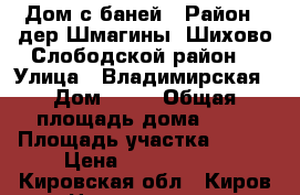 Дом с баней › Район ­ дер.Шмагины (Шихово Слободской район) › Улица ­ Владимирская › Дом ­ 20 › Общая площадь дома ­ 72 › Площадь участка ­ 802 › Цена ­ 1 250 000 - Кировская обл., Киров г. Недвижимость » Дома, коттеджи, дачи продажа   